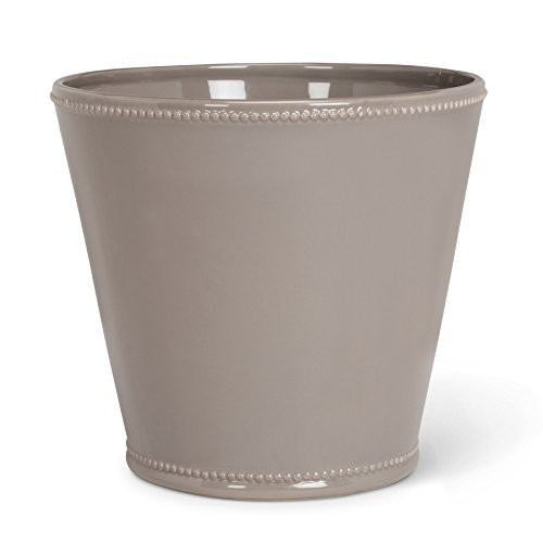 Abbott Collection Jenny Ceramic Planter w/Beaded Trim, Grey (Extra Large)