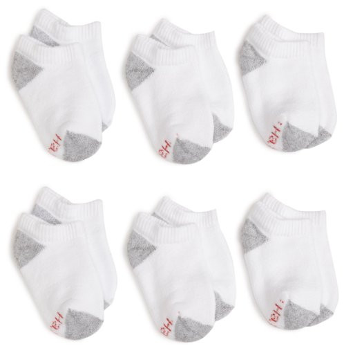 Hanes Ultimate Boys Low Cut Socks  White-Grey Head  Large