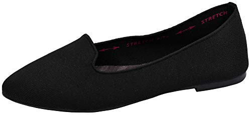Skechers Womens Cleo-Sherlock-Engineered Knit Loafer Skimmer Ballet Flat  Black-Black  11 M US