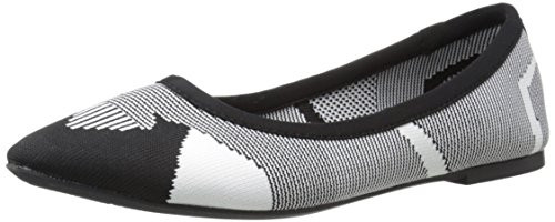 Skechers Womens Cleo Wham Flat  Black-White  8 M US
