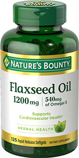 Natures Bounty Flaxseed Oil 1200 mg  125 Rapid Release Softgels  White  Pack of 2