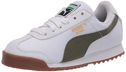 PUMA baby girls Roma Basic Sneaker  Puma White-deep Lichen Green  8 Toddler US