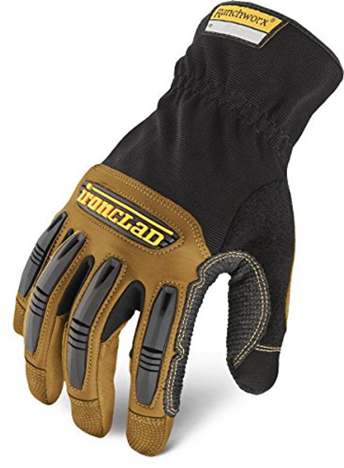 Ironclad Ranchworx Work Gloves RWG2  Premier Leather Work Glove  Performance Fit  Durable  Machine Washable  -1 Pair-  XXX-Large - RWG2-07-XXXL Tan-Bl