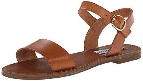 Steve Madden Womens Donddi Flat Sandal  Tan Leather  11 M US