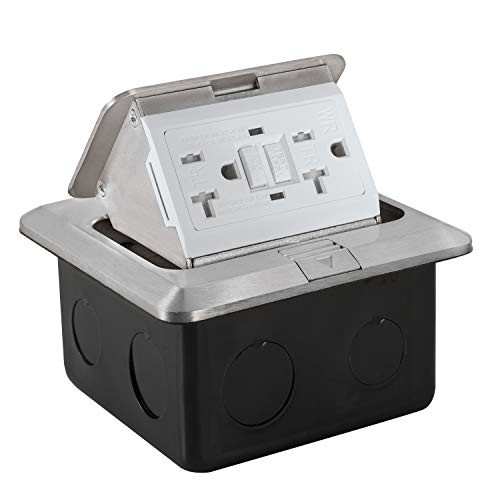 Webang Pop Up Floor Outlet Covers box with 20 Amp Stainless Steel GFCI TR Recaptacle outlet (Silver)
