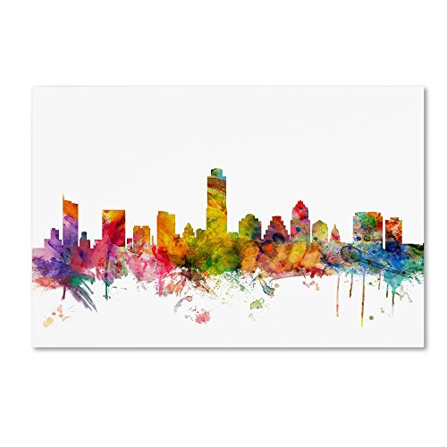 Austin Texas Skyline by Michael Tompsett, 22x32-Inch Canvas Wall Art