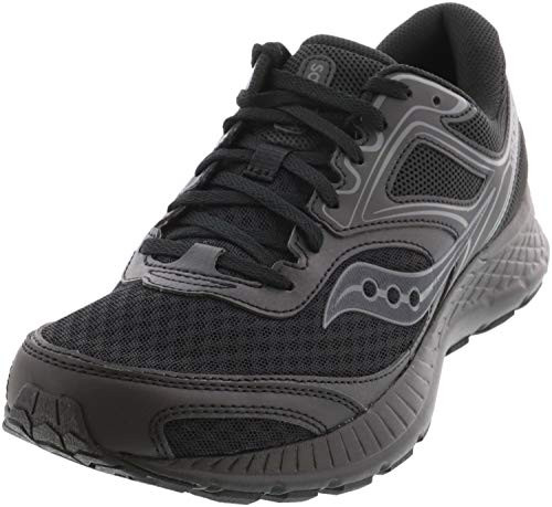 Saucony Mens Versafoam Cohesion 12 Running Shoe  Black-Black  13