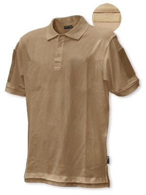 HAZARD 4 Undervest Battle Polo-TM- Tactical Velcro-Arm-Patch Plain Front Cotton Shirt -R- - Tan -X-Large-