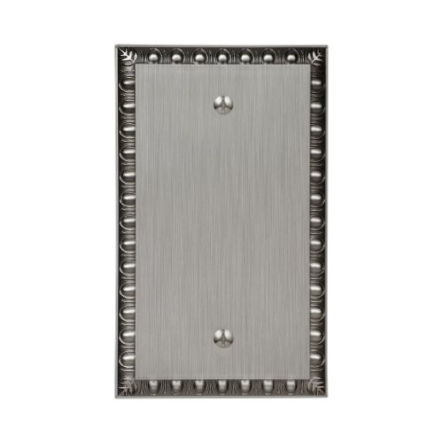 Amerelle Egg and Dart Single Blank Cast Metal Wallplate in Antique Nickel