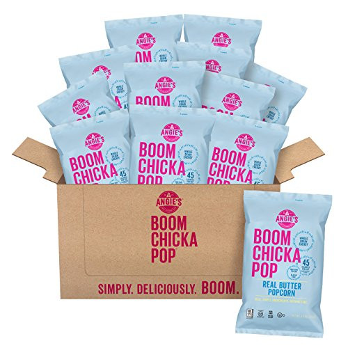 Angies BOOMCHICKAPOP Real Butter Popcorn  4-4 Ounce Bag -Pack of 12 Bags-