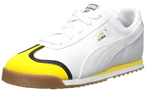 PUMA Unisex-Baby Roma Sneaker  White-Minion Yellow White  7 M US Toddler
