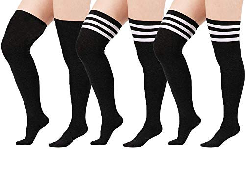 Zando Plus Size Thigh High Stockings Casual Thigh High Socks Long Leg Warmers Over the Knee Socks Thin Thigh Highs Stockings Plus Size Thigh High Sock