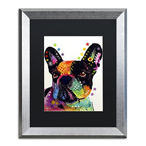 Trademark Fine Art French Bulldog by Dean Russo, Black Matte, Silver Frame 16x20-Inch