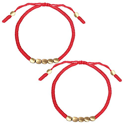 yfstyle 2 PCS Tibetan Copper Beaded Bracelet Handmade Adjustable Red Bracelet Lucky Friendship Braided Bracelet for Men Women Copper Beads Bracelet Gi yfstyle 2 PCS Tibetan Copper Beaded Bracelet Handmade Adjustable Red Bracelet Lucky Friendship Braided Bracelet for Men Women Copper Beads Bracelet Gi