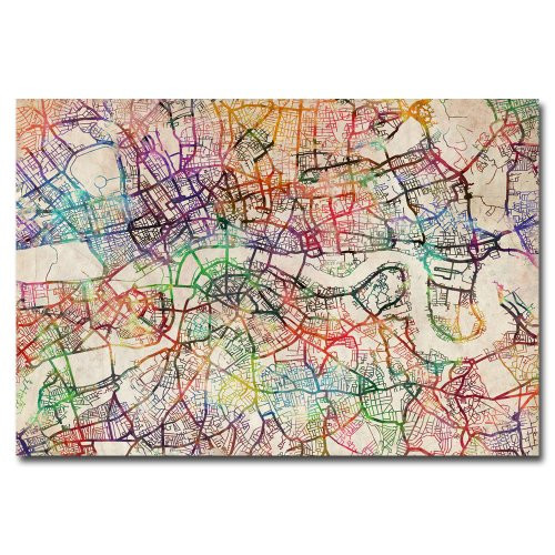 London Street Map V by Michael Tompsett, 22x32-Inch Canvas Wall Art