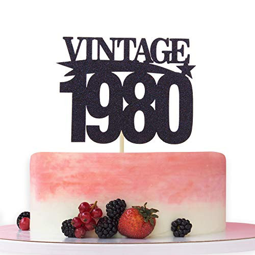 Black Glitter Vintage 1980 Cake Topper Cheers to 40 Years Happy 40th Birthday Cake Decor 40th Wedding Anniversary Party Decorations Black Glitter Vintage 1980 Cake Topper Cheers to 40 Years Happy 40th Birthday Cake Decor 40th Wedding Anniversary Party Decorations