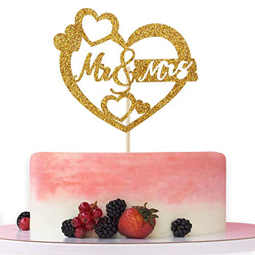 Gold Glitter Mr and Mrs Cake Topper Wedding Cake Topper Bridal Shower-Engagement-Bachelorette Party Decorations Gold Glitter Mr and Mrs Cake Topper Wedding Cake Topper Bridal Shower-Engagement-Bachelorette Party Decorations