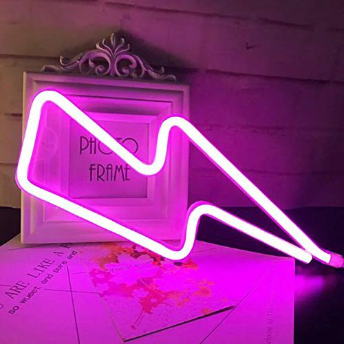 LDGJ Blue Neon Light Lightning Bolt Led Neon Sign Wall Light Battery and USB Operated Neon Lights Pink Lightning Neon Signs Light up for The Home Kids LDGJ Blue Neon Light Lightning Bolt Led Neon Sign Wall Light Battery and USB Operated Neon Lights Pink Lightning Neon Signs Light up for The Home Kids