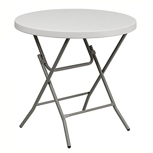 Flash Furniture 32'' Round Granite White Plastic Folding Table