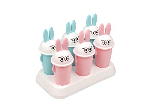 RIZZWEI Ice Pop Molds Ice Pop Maker Popsicle Molds Reusable Ice Cream Mold Cartoon Pattern 6 Pieces Durable DIY Popsicle Tray Holders