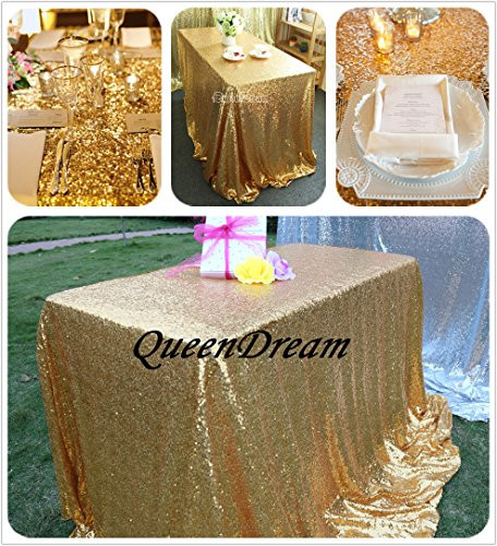 QueenDream sequins tablecloth 90"x156"Gold sequin fabric sequin fabric tablecloth sequins fabric