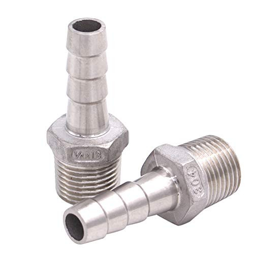 DERNORD Stainless Steel 1-2 Hose Barb x 1-2 NPT Male - Home Brew Pipe Fitting Pack of 2 DERNORD Stainless Steel 1-2 Hose Barb x 1-2 NPT Male - Home Brew Pipe Fitting Pack of 2