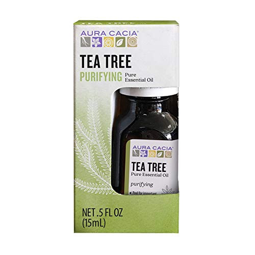Aura Cacia 100 Pure Tea Tree Essential Oil - GC-MS Tested for Purity - 15 ml -0-5 fl- oz-- in Box - Melaleuca alternifolia