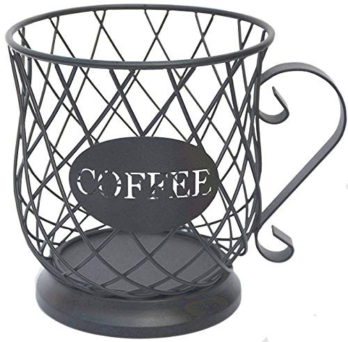 PeiSean Coffee Pod Holder  coffee holders for counter Coffee Organizer Large Capacity K Cup Storage Basket with Iron Base
