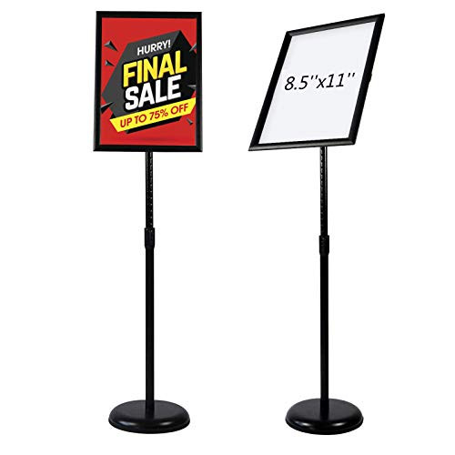 8-5x11 Poster Stand Aluminum Snap Open Frame?Sign Stand Adjustable Pedestal Sign Holder Stand?Both Vertical and Horizontal Sign Displayed -Black-