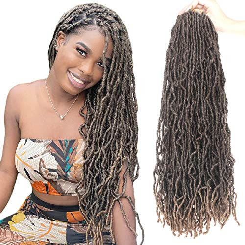 ZRQ 24 Inch Nu Faux Locs Crochet Braids Hair 6 Packs Pre-looped Synthetic African Roots Goddess Locs Curly Wavy Twist Braiding Hair African Roots Locs