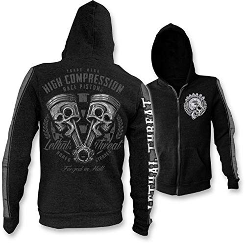 Lethal Threat Mens Hoodie -Compression Pistons Screenprinted- -Black  XX-Large-