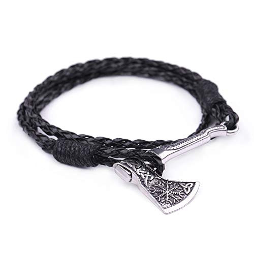 HAQUIL Viking Jewelry Leather Bracelet Viking Axe Bracelet for Men HAQUIL Viking Jewelry Leather Bracelet Viking Axe Bracelet for Men