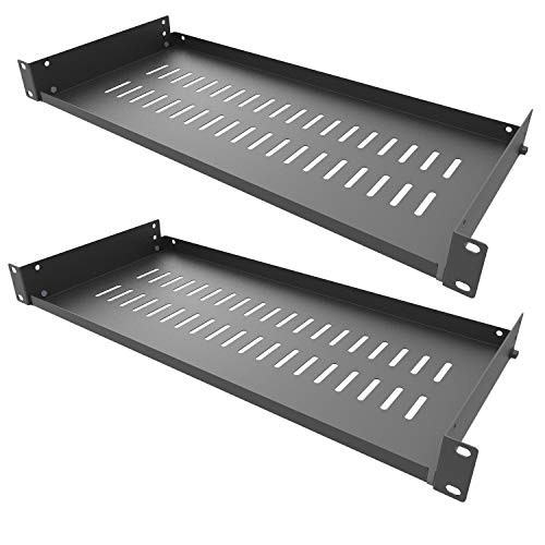 Jingchengmei 2 PCS of 1U Server Rack Shelf - Universal Vented Cantilever Tray for 19 Network Equipment Rack and Cabinet - Cold Rolled Steel - 44lb - 8