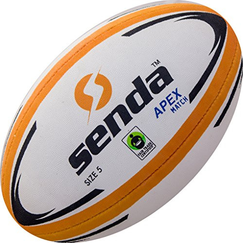 Senda Apex Match Rugby Ball, Fair Trade Certified, Orange/White, Size 5 (Ages 15 & Up)