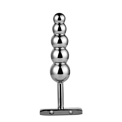 Anal Plugs Solid Metal Anal Beads Butt Plug with 5 Graduated Beads and T-Handle Prostate Massager Anal Training Adult Sex Toy for Men Women Couple