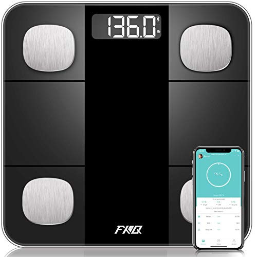 Bluetooth Body Fat Scale  High Precision Sensor Scales Digital Weight and Body Fat  Smart Bathroom Scales with Durable Tempered Glass Platform  Large