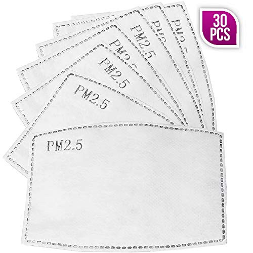 30PCS Professional PM2-5 Activated Carbon Filter - 5 Layers Replaceable Anti Haze Filter Paper for Adults
