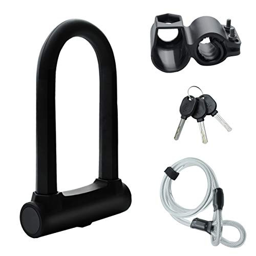Bike U Lock with Strong Cable Heavy Duty Bicycle U-Lock U Shackle Secure Locks for Bicycle Motorcycle