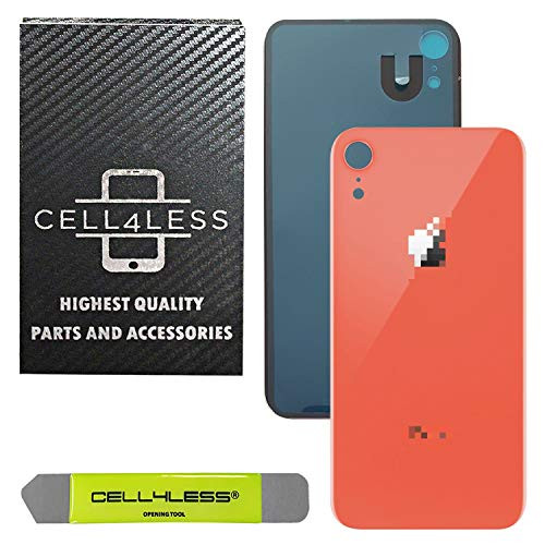 CELL4LESS Back Glass Compatible with iPhone XR Replacement Battery Door Cover w-Adhesive and Removal Tool -Coral-