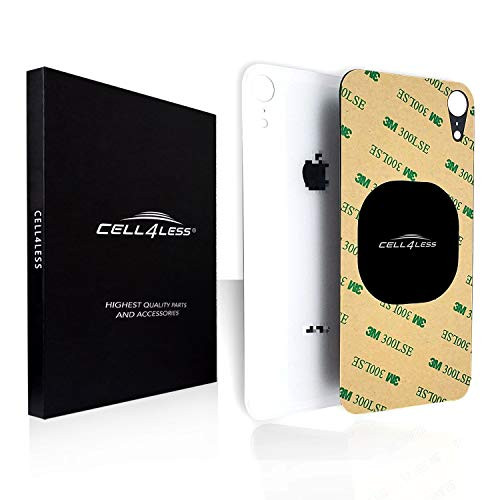 Cell4less Back Glass Compatible with The iPhone XR W-Full Body Adhesive  Removal Tool  and Wide Camera Hole for Quicker Installation -White-