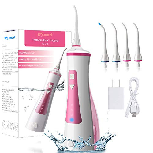 Cordless Water Flosser Teeth Cleaner  Portable Professional Dental Oral Irrigator 300ML with 4 Mode Water Flossers for Braces and Travel  Rechargeable