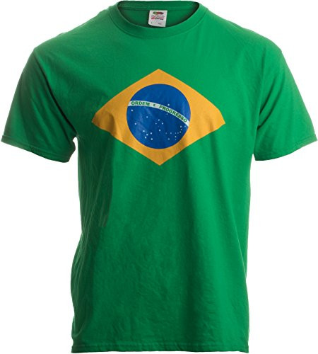 BRAZIL NATIONAL FLAG Adult Unisex T-shirt - Bandeira do Brasil  Brazilian Green Medium
