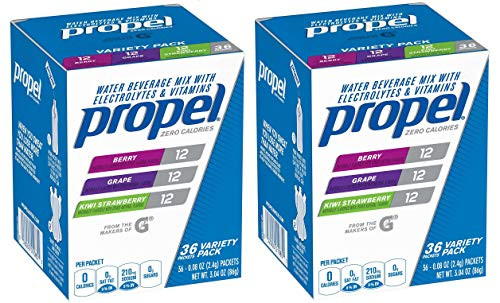 Propel Powder Packets Berry Grape Kiwi Strawberry  With Electrolytes  Vitamins and No Sugar  Variety Pack 3 Flavor -72 Count-