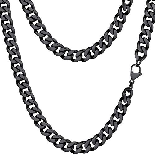 PROSTEEL Black Cuban Link Chain Necklace Trendy Women Men Jewelry Gift Layering 9mm Stainless Steel Durable Shiny Nice Sturdy Strong Curb Chain Neckla PROSTEEL Black Cuban Link Chain Necklace Trendy Women Men Jewelry Gift Layering 9mm Stainless Steel Durable Shiny Nice Sturdy Strong Curb Chain Neckla