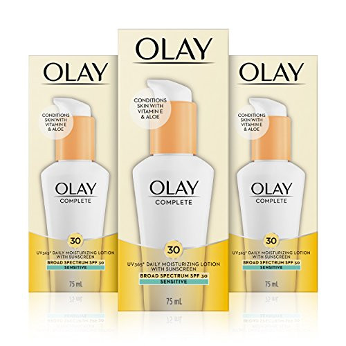 Olay Complete Lotion Moisturizer with Sunscreen SPF 30 Sensitive  2-53 Fluid Ounce  Pack of 3