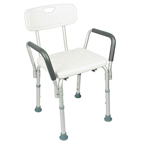 Shower Chair with Back by Vive - Bathtub Chair w/Arms for Handicap, Disabled, Seniors & Elderly - Adjustable Medical Bath Seat Handles for Bariatrics - Non Slip Tub Safety