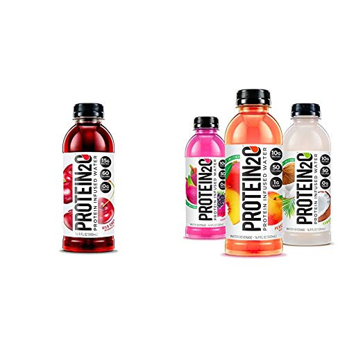 Protein2o Low-Calorie Protein Infused Water  15g Whey Protein Isolate  Wild Cherry -16-9 Ounce  Pack of 12- and Protein Infused Water  Flavor Fusion Var