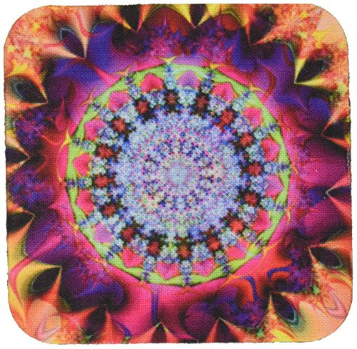 3dRose CST-118502-2 Psychedelic Funky Bright Abstract Fractal Kaleidoscope Digital Artwork-Soft Coasters  Set of 8