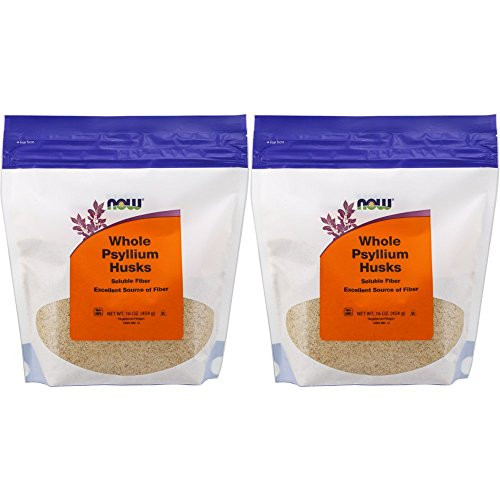 NOW Foods Psyllium Husks Whole  16 Ounce  Pack of 2 -Package May Vary-