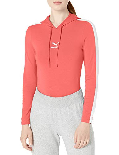 PUMA Womens Classics T7 Long Sleeve Hoofed Bodysuit  Calypso Coral  X-Large